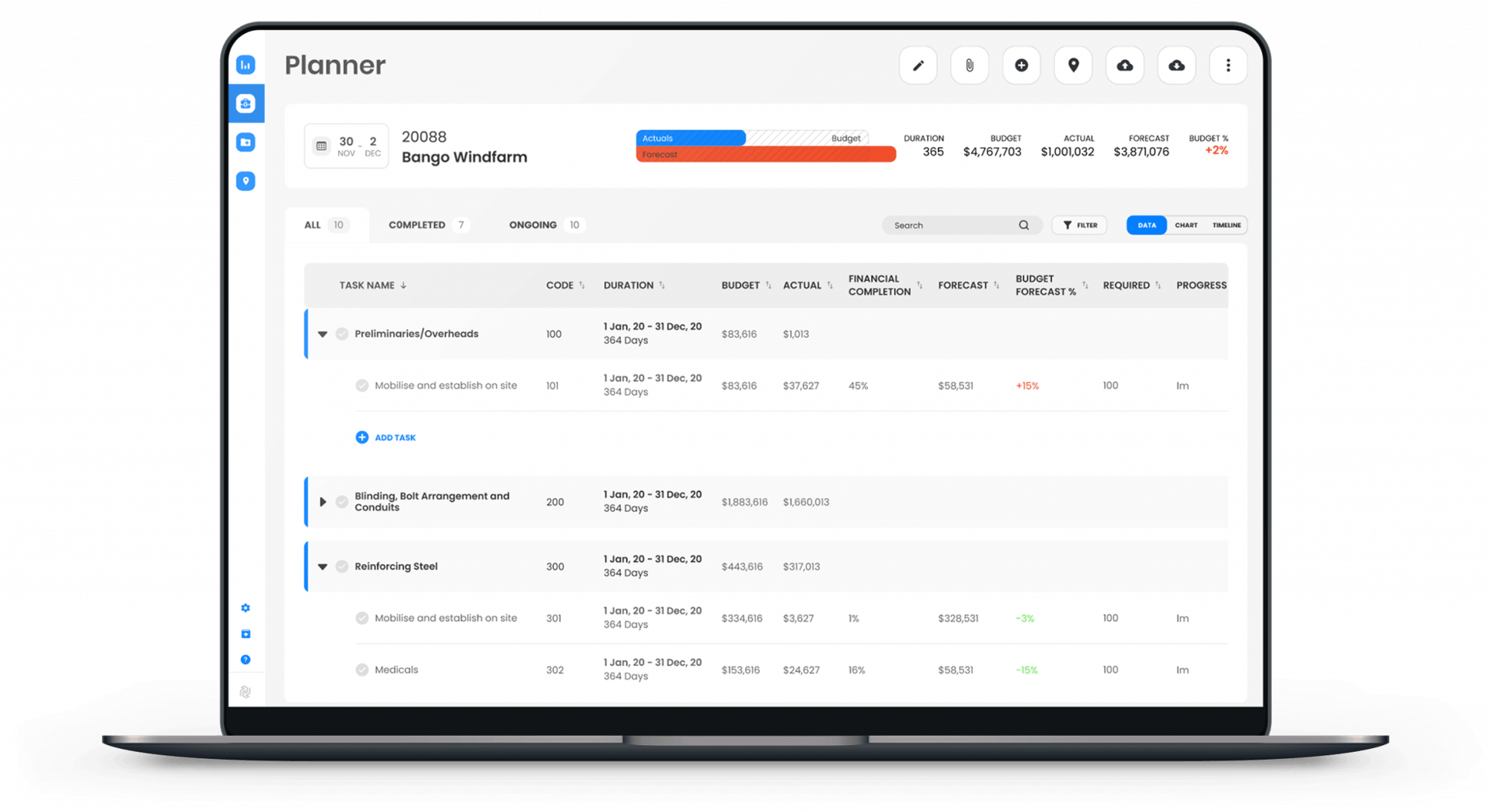 Cost control - Cloudcon operations software screen shot